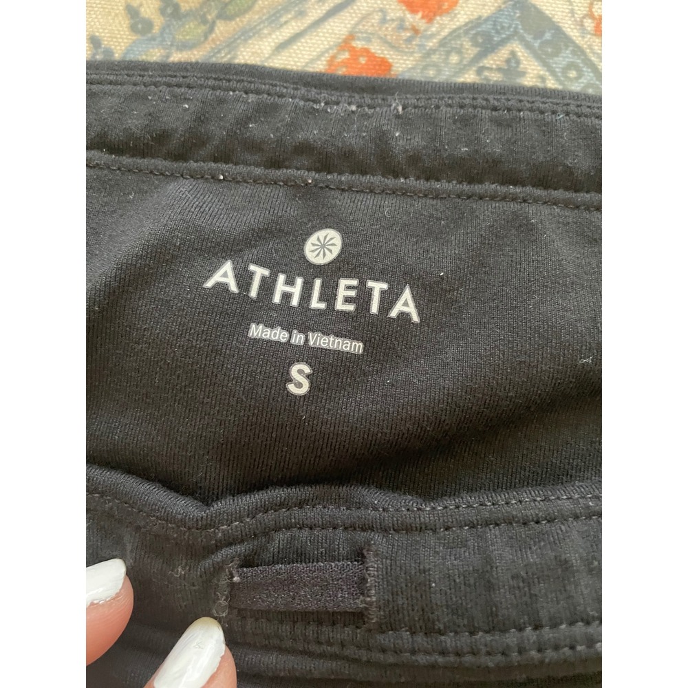 Athleta Womens Black Mesh Panel 7/8 Leggings Side Pockets Size S Small - Picture 2 of 4